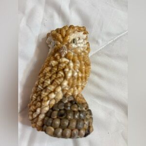 Vintage Seashell Owl Figurine 5”